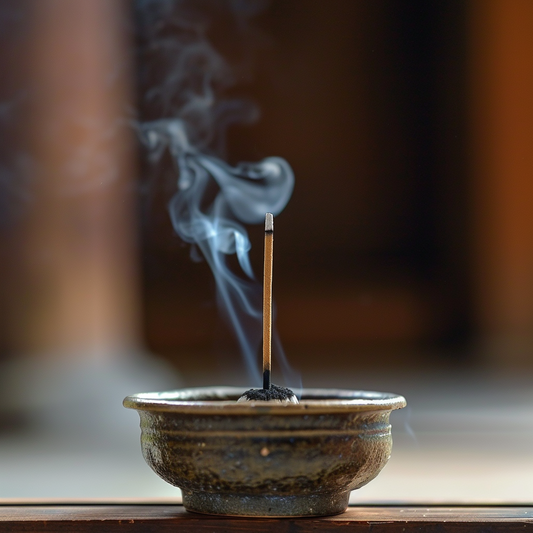 a stick of incense in a vessel